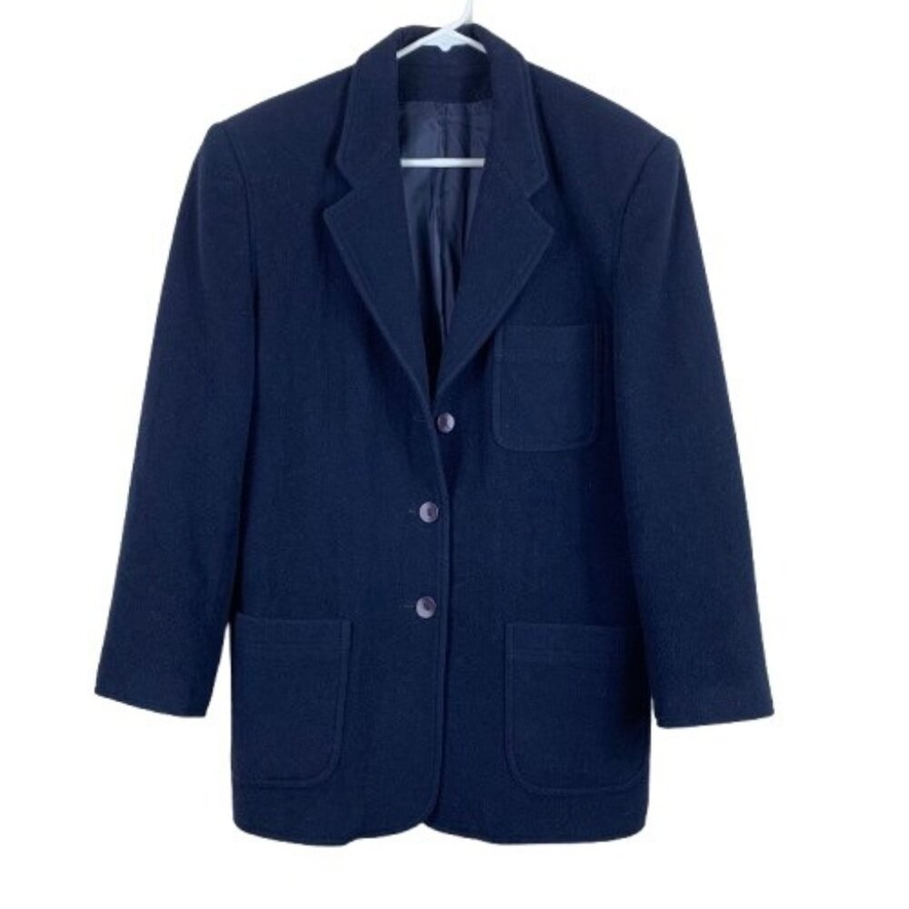 Vintage 80’s Dalmys Women’s Wool and Cashmere Coat Navy Blue - Size M Preppy